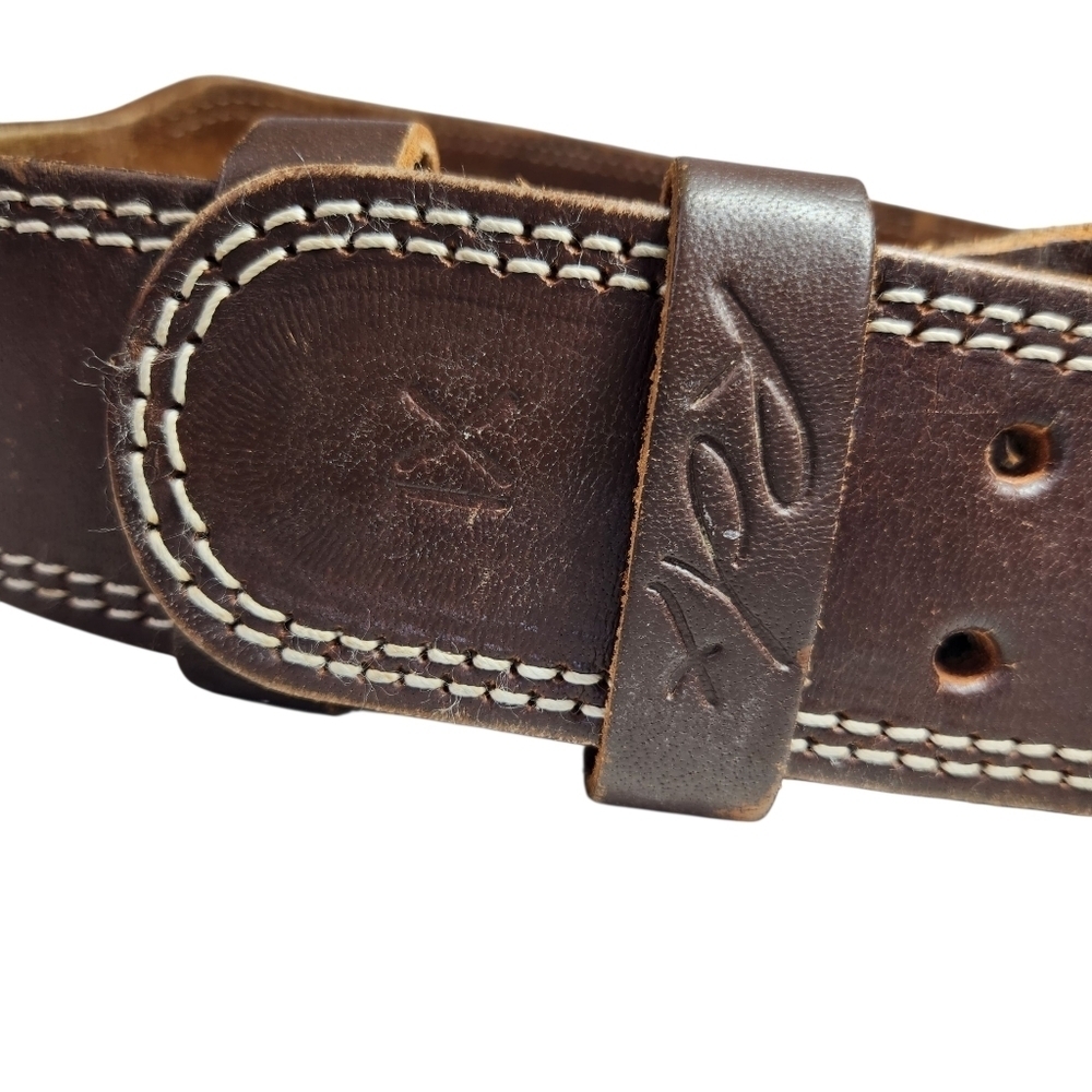 RDX 4" Leather Weightlifting Belt XL – V-Tanned Hand Made Powerlifting Belt - Picture 3 of 14